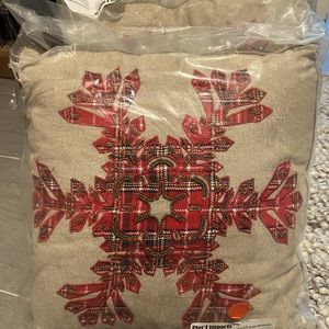 Pier 1- Two (2)Plaid Beaded Snowflake Pillows-comes w/2 pillows. New in orig pkg